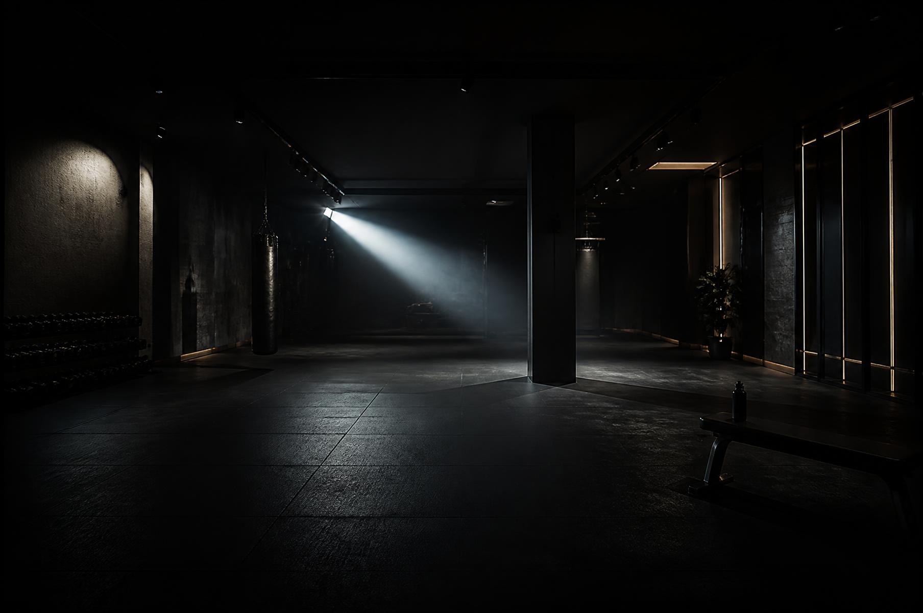 Private training studio at night